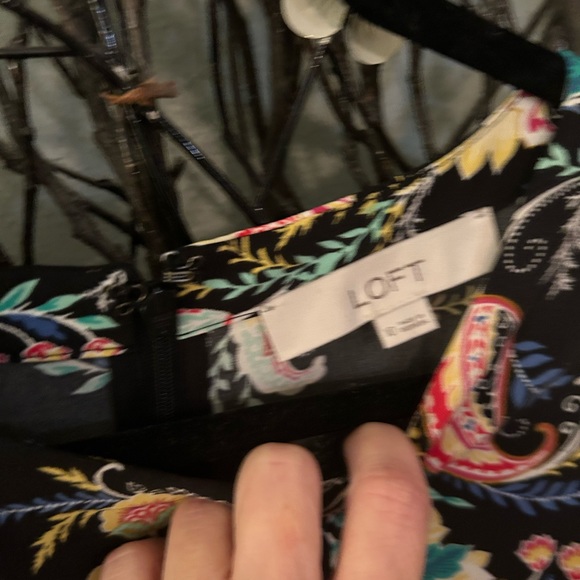 LOFT Black Paisley Floral Fit & Flare Dress, 10, Gently Worn - Picture 2 of 3